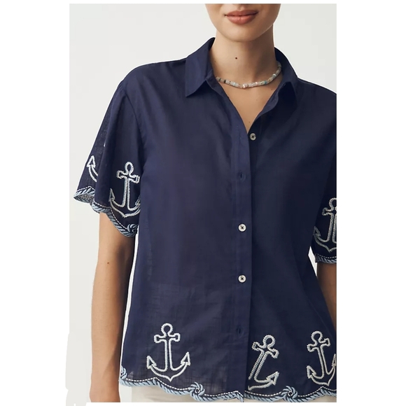 Maeve Tops - Anthropologie Maeve The Henrietta Buttondown Surf Shirt